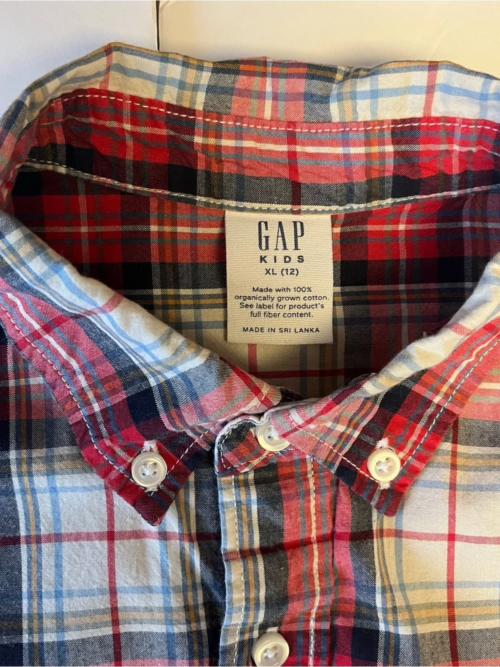 Boys Lot of 2 Size 10 12 GAP Tommy Hilfiger Plaid Button Down Shirts